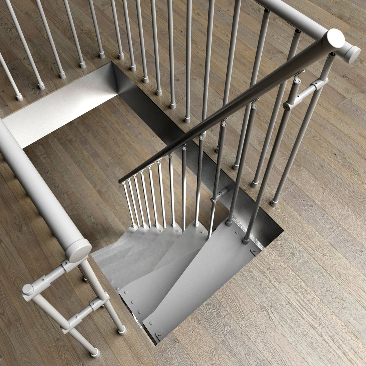 Piccolo trap met spijlenleuning aan de open kant
