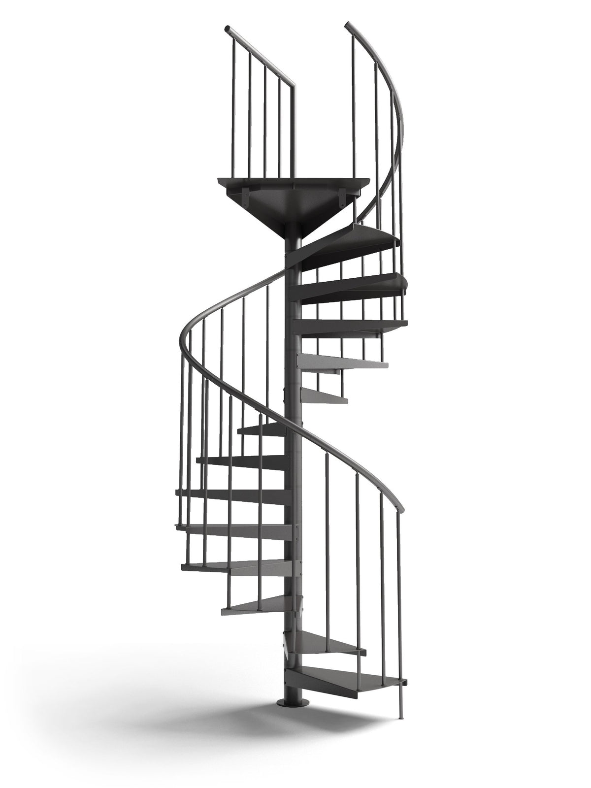 Zwarte metalen spiltrap, vrijstaand