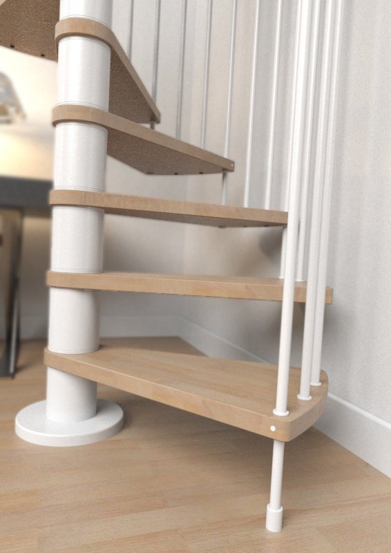 Detail startspijl en onderste trede van de Rondo spiltrap