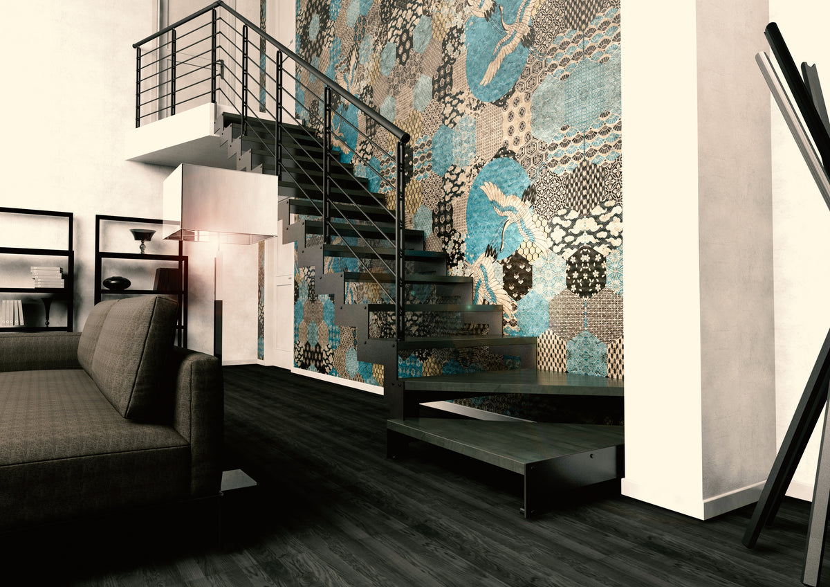 Staccato open trap met liggende regels als balustrade