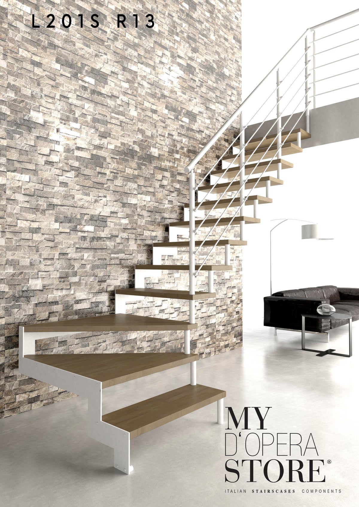 Legato trap met slanke liggende regels als balustrade