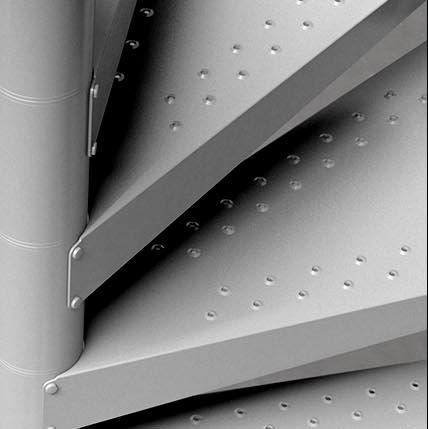 Detail metalen trede met antislip-profiel